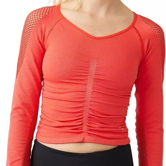 FP Movement By Free‎ People On The Rise Long-Sleeve Layer sz S Orange/red nwt - Picture 4 of 8